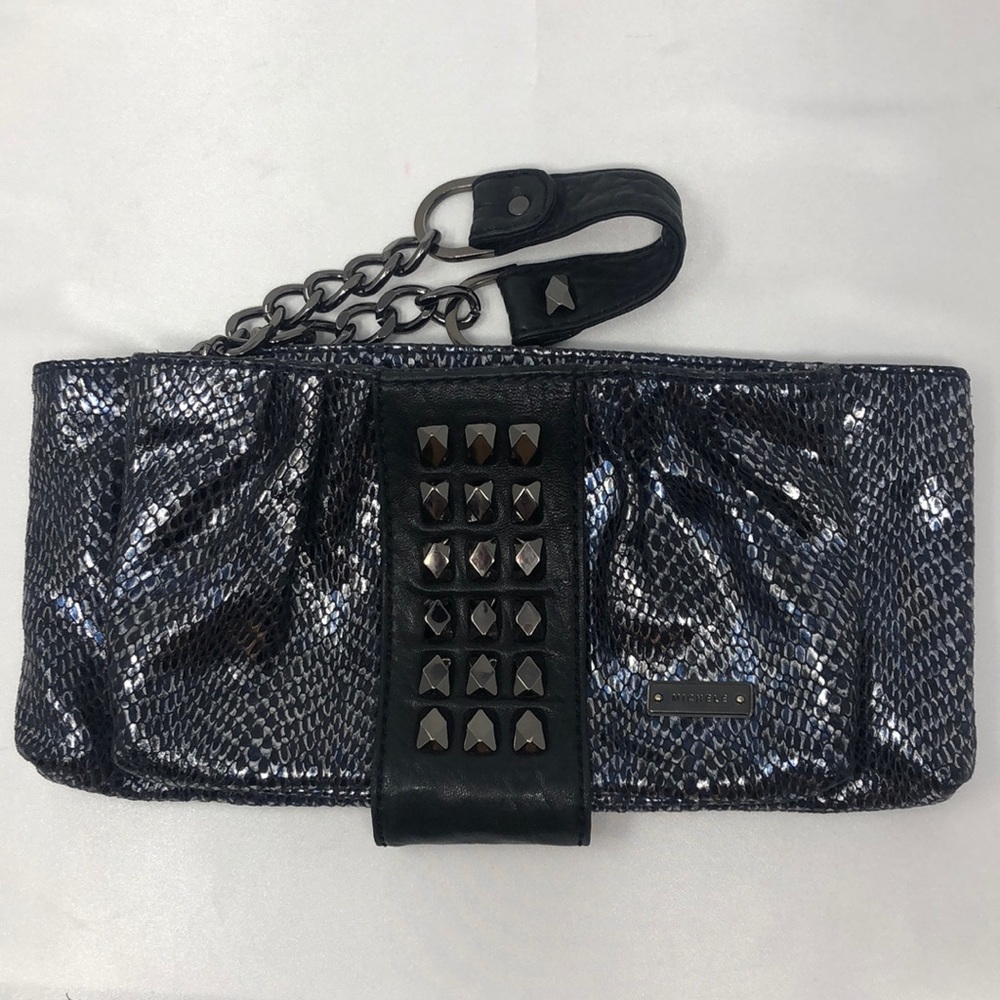 MICHELE Snakeskin studded clutch